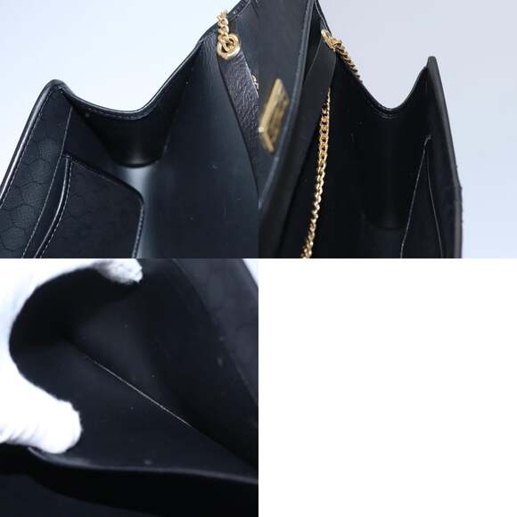 DIOR Honeycomb Canvas Chain Shoulder Bag Pvc Black Gold - Picture 12 of 12